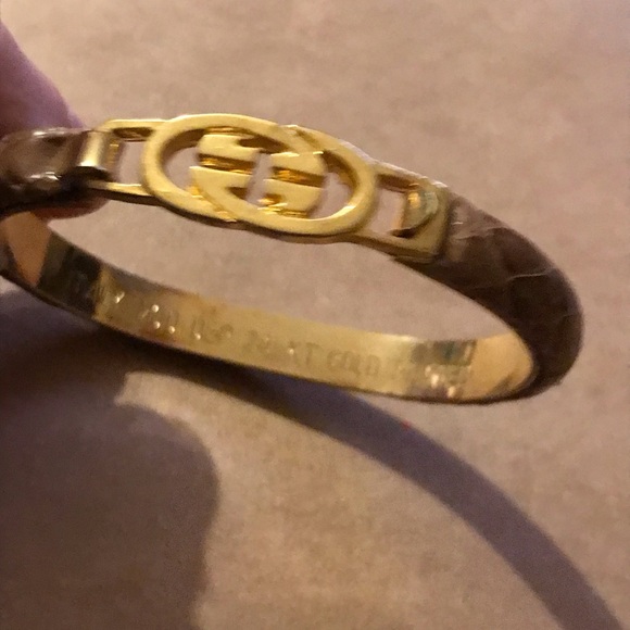 Vintage Gucci tan snakeskin and 24K Gold plated bracelet - Picture 2 of 12